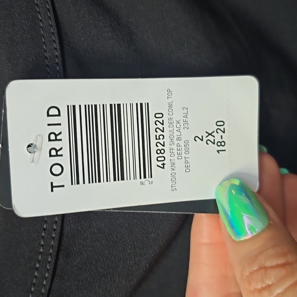 Torrid Studio Net Off Shoulder Cowl Top 2x Black New NWT - Picture 7 of 10